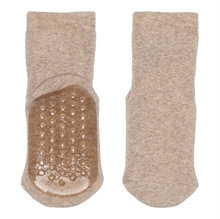 MP - Strømper m. anti-slip - Light Brown Melange